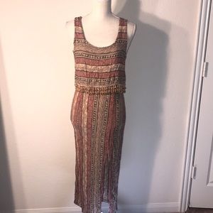 Vintage Sharnel tribal dress with wooden beads S